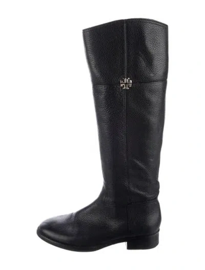 Pre-owned Tory Burch Leather Riding Boots In Black