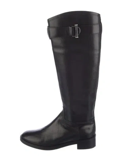 Pre-owned Tory Burch Leather Riding Boots In Black