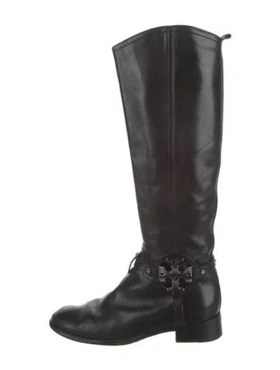 Pre-owned Tory Burch Leather Riding Boots In Black