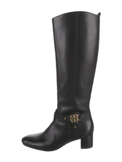 Pre-owned Tory Burch Leather Riding Boots In Black