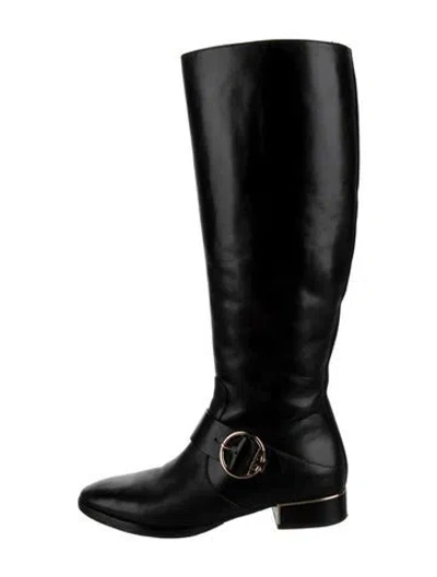 Pre-owned Tory Burch Leather Riding Boots In Black