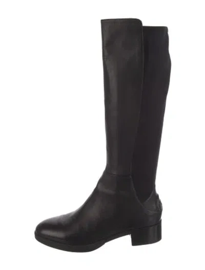 Pre-owned Tory Burch Leather Riding Boots In Black