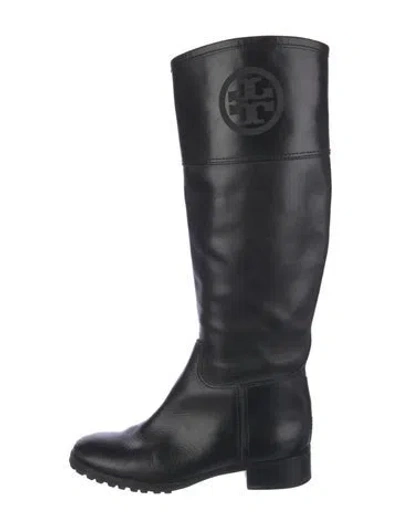 Pre-owned Tory Burch Leather Riding Boots In Black