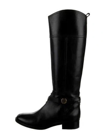 Pre-owned Tory Burch Leather Riding Boots In Black