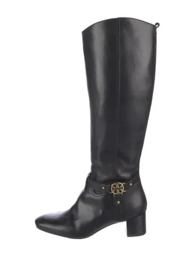 Pre-owned Tory Burch Leather Riding Boots In Black