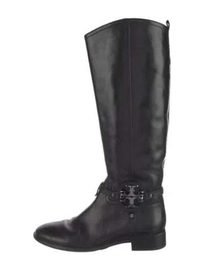 Pre-owned Tory Burch Leather Riding Boots In Black