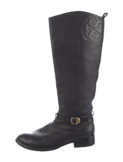 Pre-owned Tory Burch Leather Riding Boots In Black