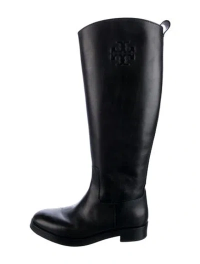 Pre-owned Tory Burch Leather Riding Boots In Black