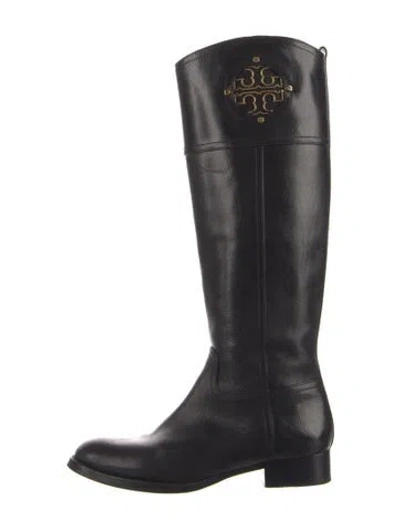 Pre-owned Tory Burch Leather Riding Boots In Black
