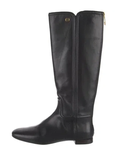 Pre-owned Tory Burch Leather Riding Boots In Black