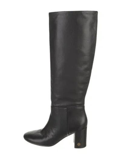 Pre-owned Tory Burch Leather Riding Boots In Black