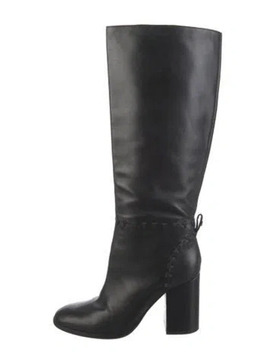 Pre-owned Tory Burch Leather Riding Boots In Black