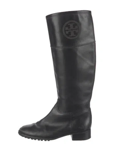 Pre-owned Tory Burch Leather Riding Boots In Black