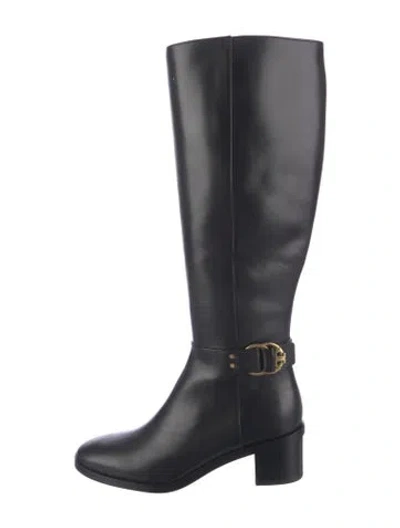 Pre-owned Tory Burch Leather Riding Boots In Black