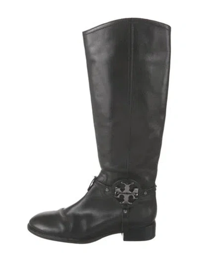 Pre-owned Tory Burch Leather Riding Boots In Black