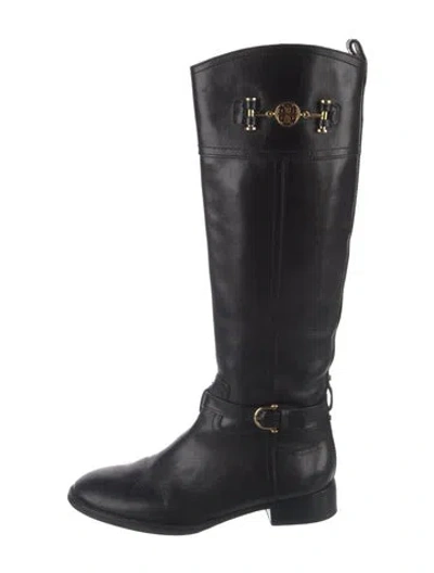 Pre-owned Tory Burch Leather Riding Boots In Black