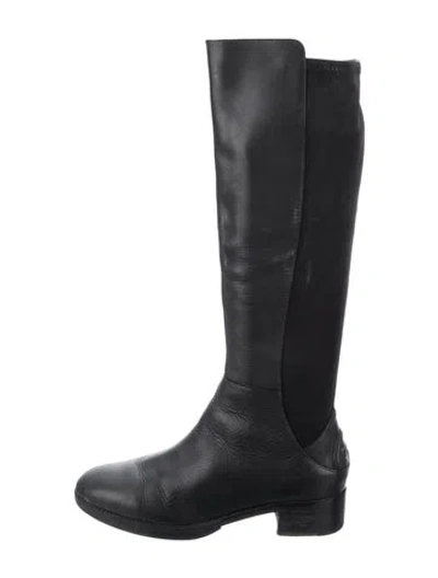 Pre-owned Tory Burch Leather Riding Boots In Black