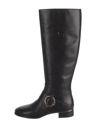 Pre-owned Tory Burch Leather Riding Boots In Black