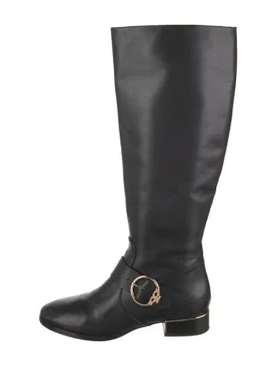 Pre-owned Tory Burch Leather Riding Boots In Black