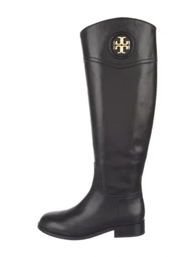 Pre-owned Tory Burch Leather Riding Boots In Black