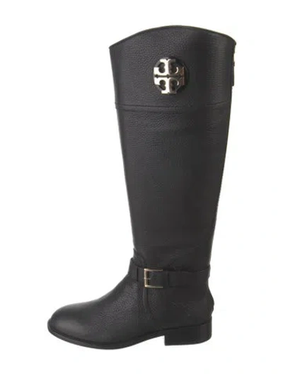Pre-owned Tory Burch Leather Riding Boots In Black