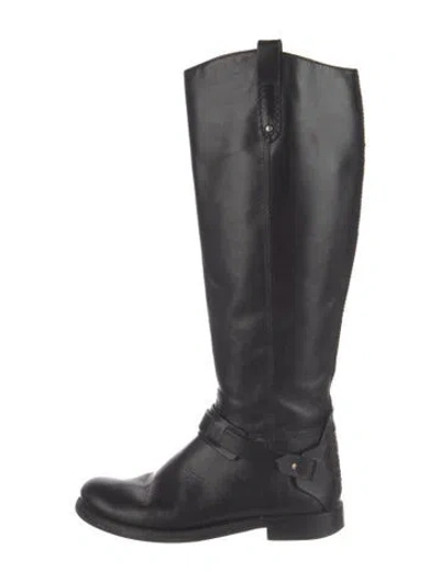 Pre-owned Tory Burch Leather Riding Boots In Black