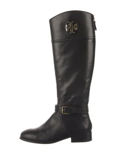 Pre-owned Tory Burch Leather Riding Boots In Black