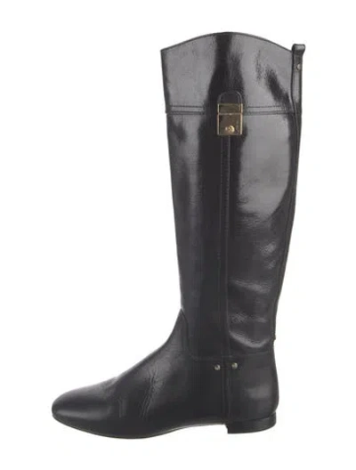 Pre-owned Tory Burch Leather Riding Boots In Black