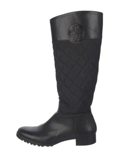 Pre-owned Tory Burch Leather Riding Boots In Black