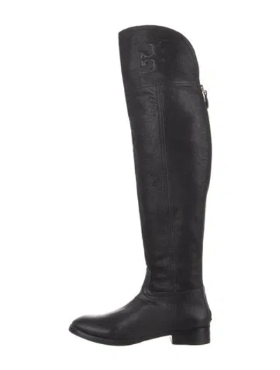 Pre-owned Tory Burch Leather Riding Boots In Black