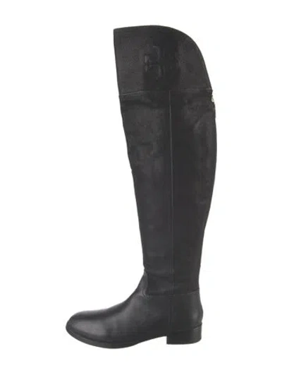 Pre-owned Tory Burch Leather Riding Boots In Black