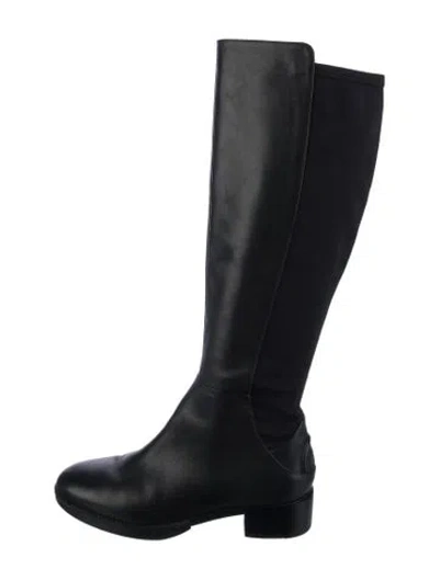 Pre-owned Tory Burch Leather Riding Boots In Black