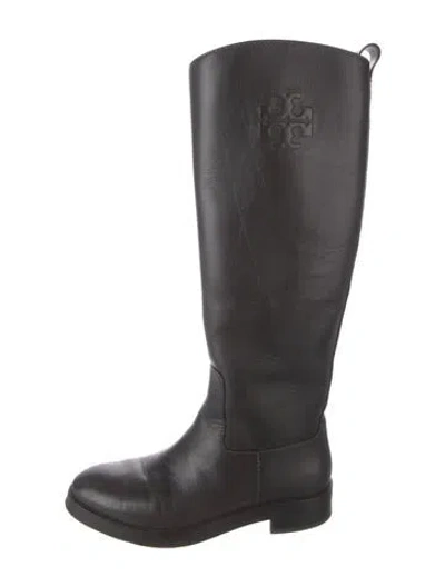 Pre-owned Tory Burch Leather Riding Boots In Black