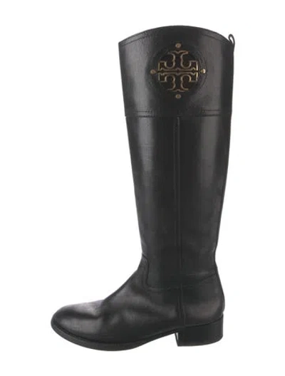 Pre-owned Tory Burch Leather Riding Boots In Black