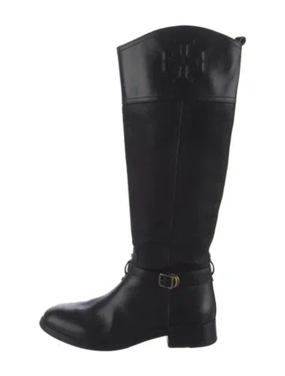 Pre-owned Tory Burch Leather Riding Boots In Black