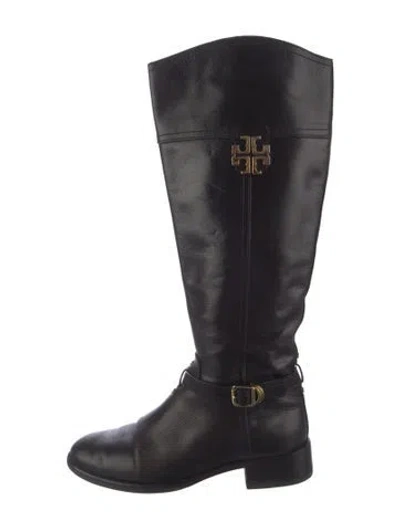 Pre-owned Tory Burch Leather Riding Boots In Black