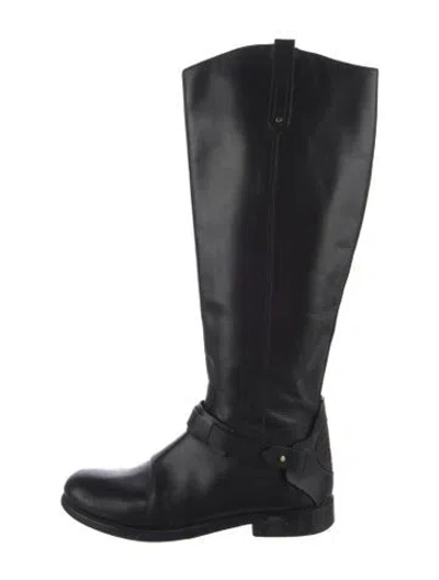 Pre-owned Tory Burch Leather Riding Boots In Black
