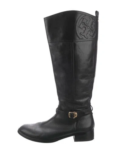 Pre-owned Tory Burch Leather Riding Boots In Black