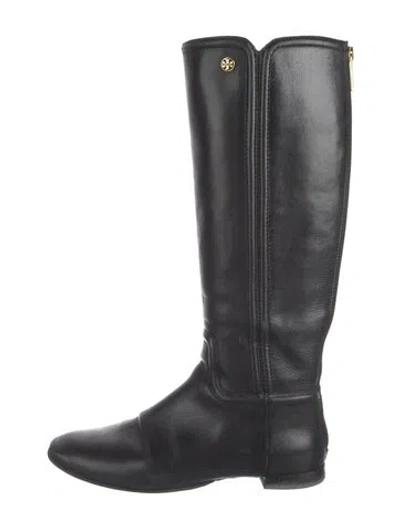 Pre-owned Tory Burch Leather Riding Boots In Black