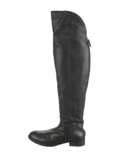 Pre-owned Tory Burch Leather Riding Boots In Black