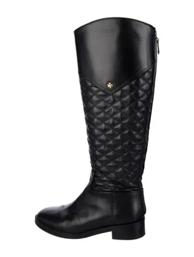 Pre-owned Tory Burch Leather Riding Boots In Black