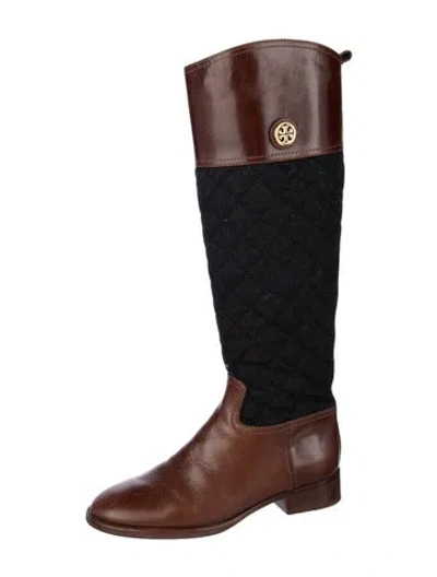 Pre-owned Tory Burch Leather Riding Boots In Black