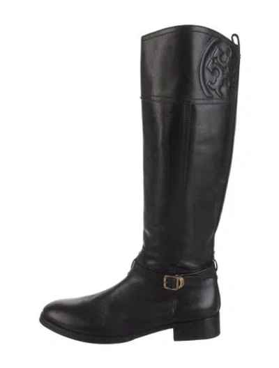 Pre-owned Tory Burch Leather Riding Boots In Black