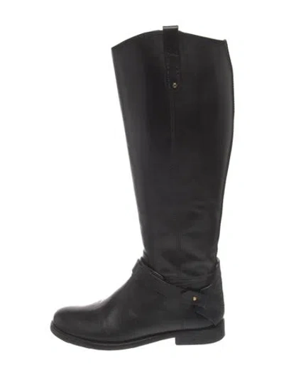 Pre-owned Tory Burch Leather Riding Boots In Black