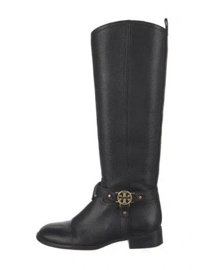 Pre-owned Tory Burch Leather Riding Boots In Black