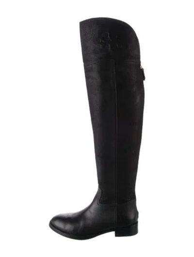 Pre-owned Tory Burch Leather Riding Boots In Black