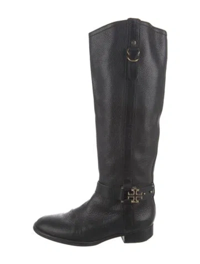 Pre-owned Tory Burch Leather Riding Boots In Black