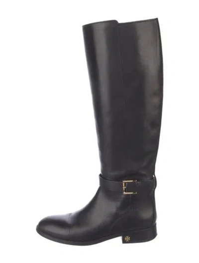 Pre-owned Tory Burch Leather Riding Boots In Blue