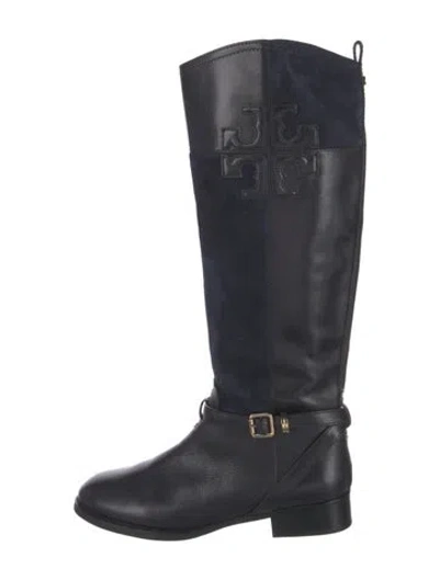 Pre-owned Tory Burch Leather Riding Boots In Blue