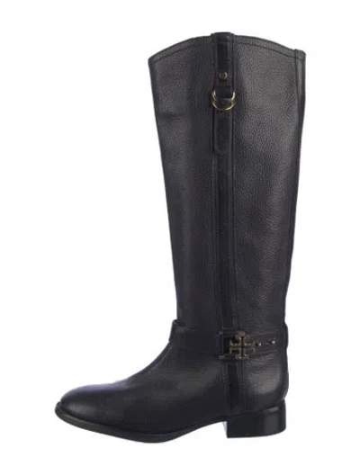 Pre-owned Tory Burch Leather Riding Boots In Blue